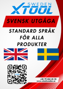 Alla XTOOL produkter som säljas i Sverige är med två standard språk Engelska och Svenska.